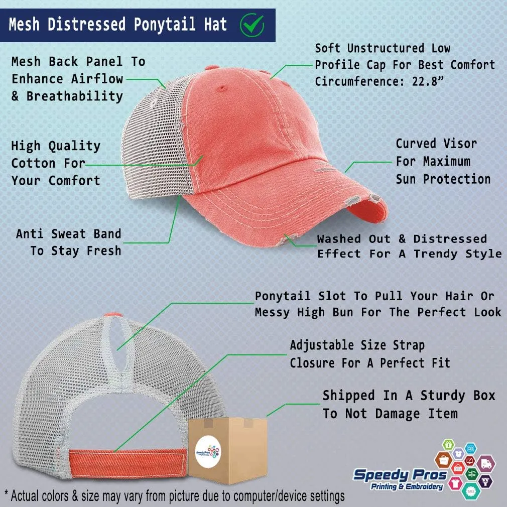Custom Womens Ponytail Cap North Carolina State Map Nc Embroidery Cotton
