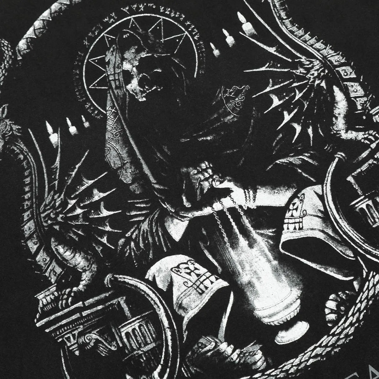 DONCARE Faith Creative Printed Vintage Western Washed Round Neck Pullover Short Sleeve Unisex T-Shirt Black