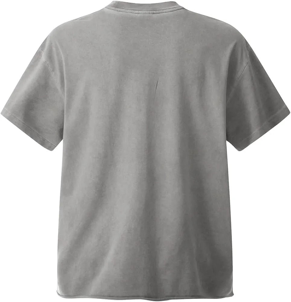 DONCARE Faith Creative Printed Vintage Western Washed Round Neck Pullover Short Sleeve Unisex T-Shirt Black
