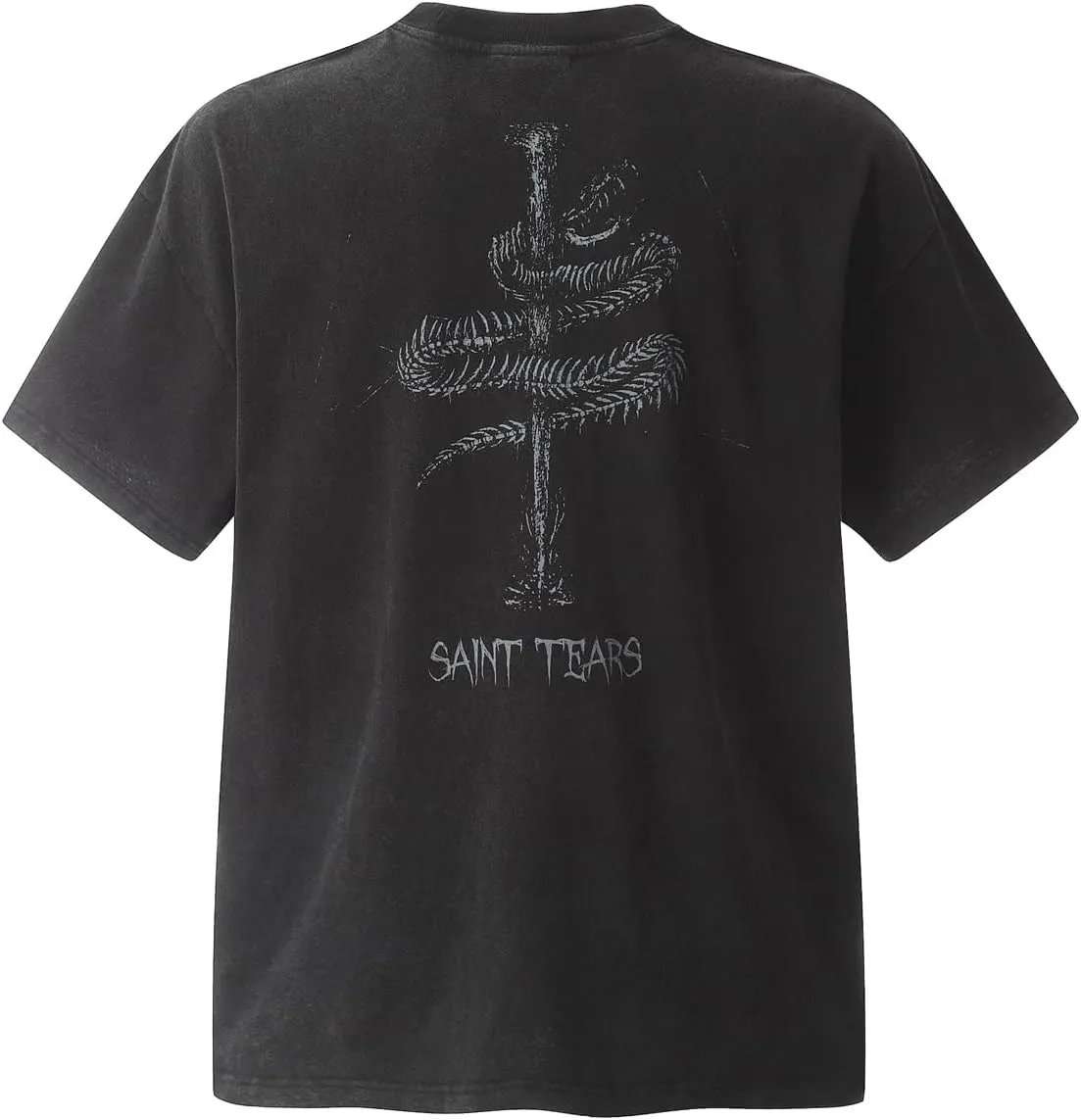 DONCARE Faith Creative Printed Vintage Western Washed Round Neck Pullover Short Sleeve Unisex T-Shirt Black