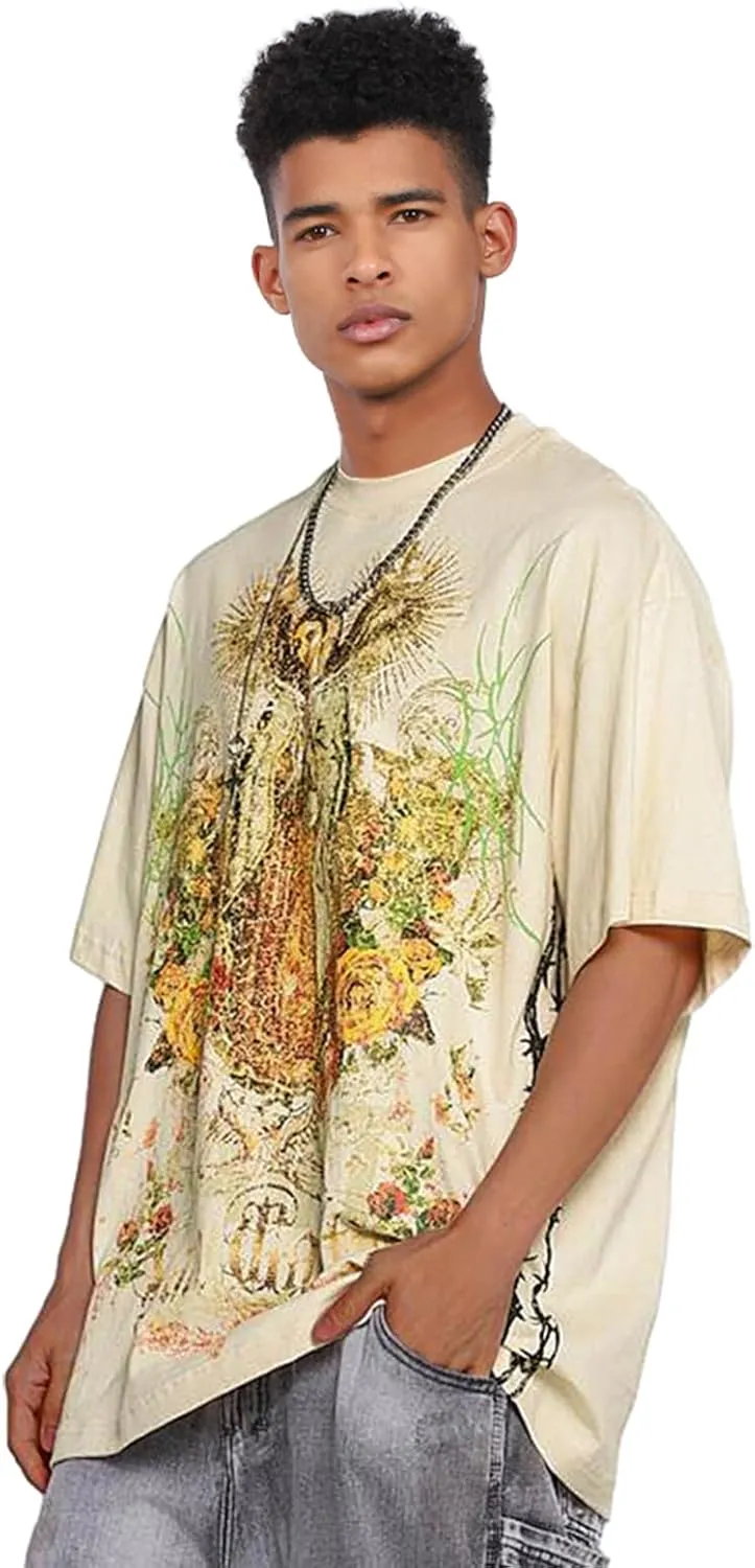 DONCARE "Saint Men's Round Neck Heavyweight Short Sleeve Spring Summer CasualT-Shirts