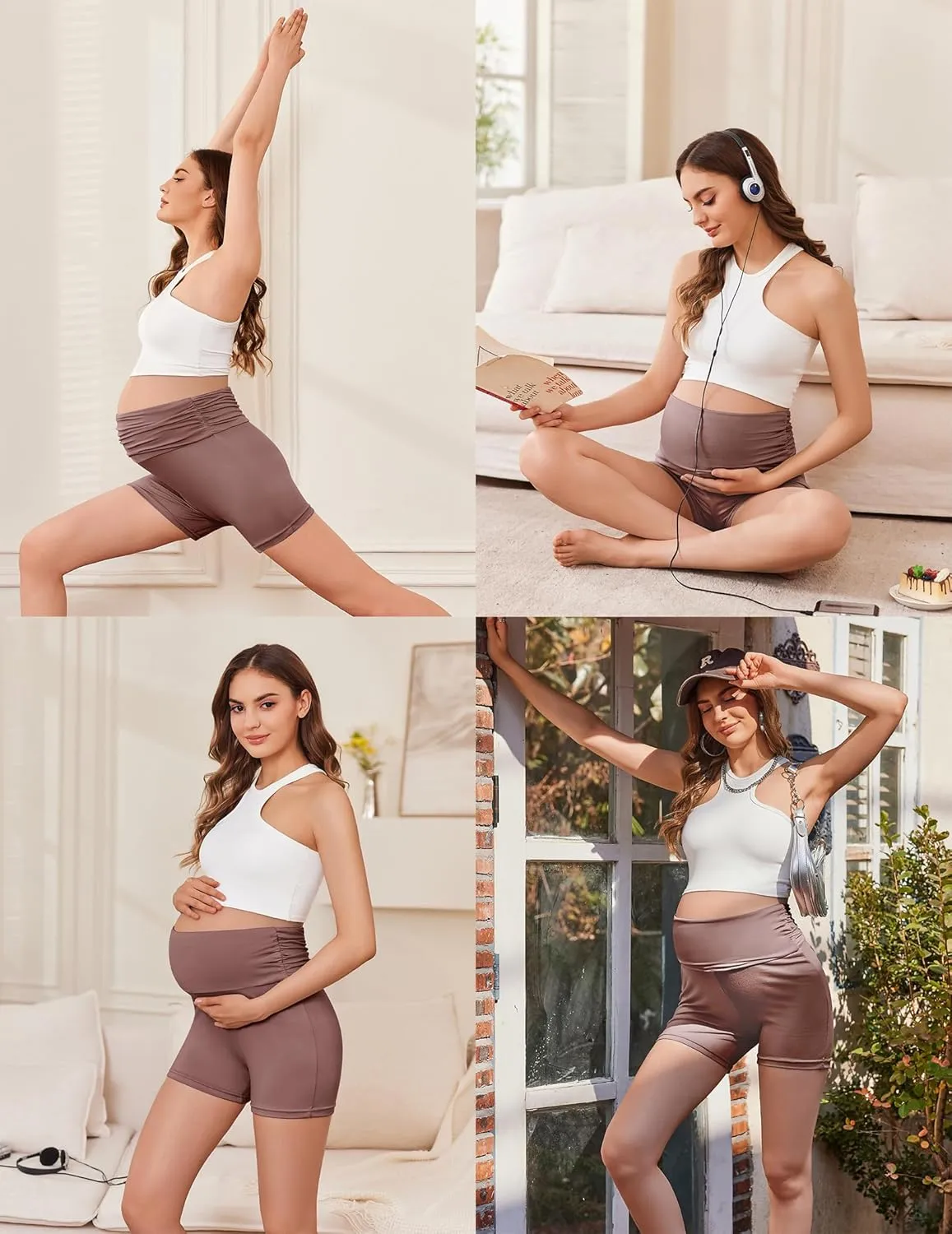Ekouaer 3 Pack Women's Maternity Shorts Stretchy Workout Pregnancy Shorts Comfy Lounge Pajama Sleepwear S-XXL