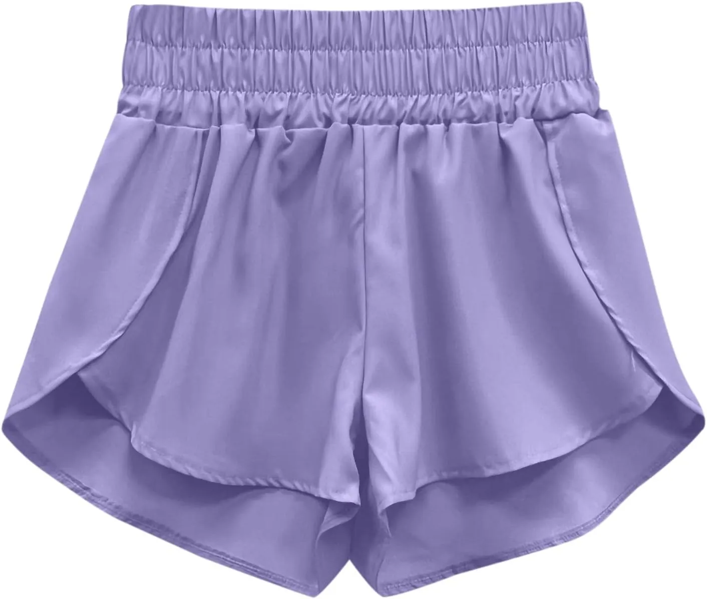Elastic High Waisted Dolphin Athletic Running Shorts for Women 3" High Split Comfy Liner for Gym Workout