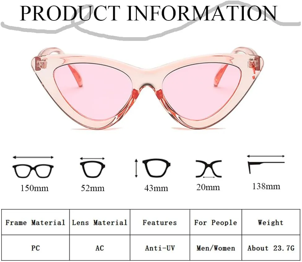 FBHLZ Women Cat Eye Sunglasses Retro women Narrow Cat Eye Sunglasses Goggles Retro Sun Glasses Summer Accessories