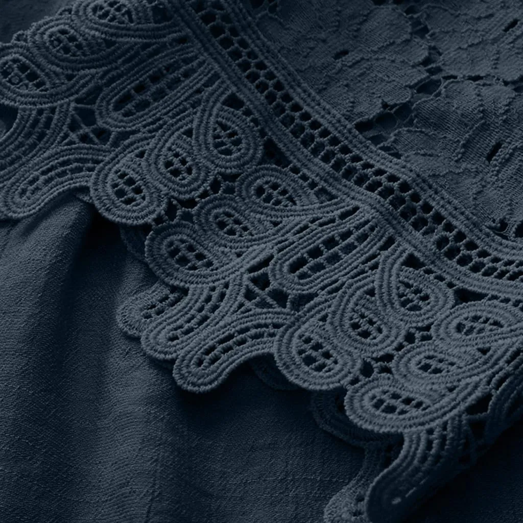 Finelylove Womens Cotton Linen Embroidered Tops Loose Fit 3/4 Sleeve Boho Peasant Blouse Lace Shirts Summer Clothes 2025