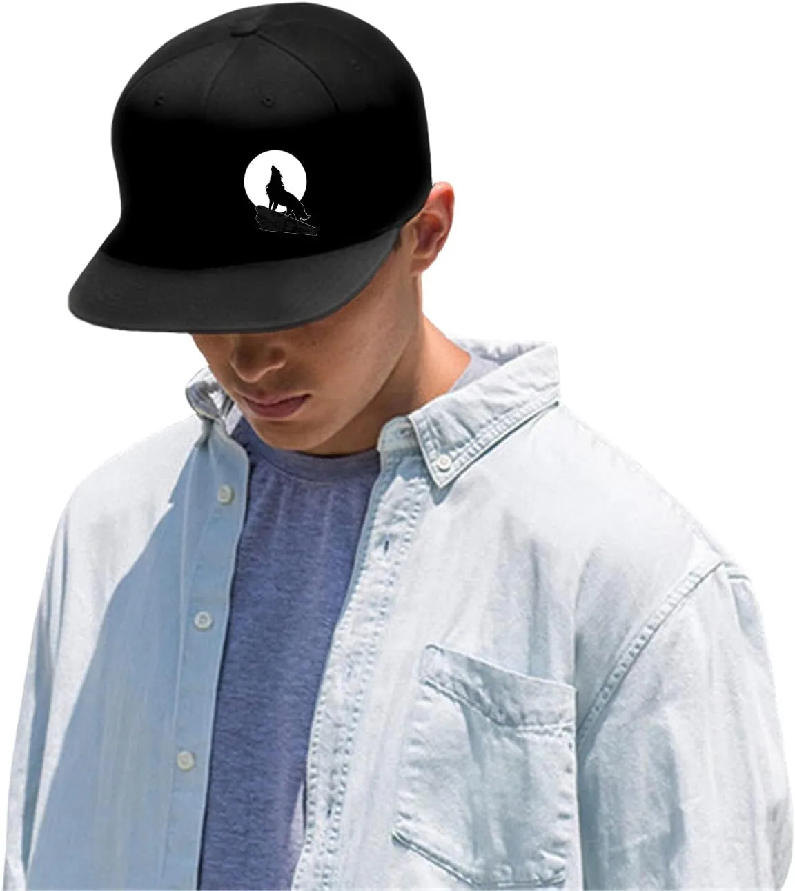 Flat Bill Brim Hat for Men Snap Backpack Men Snapback Hats Trucker Hats Adjustable Men's Baseball Caps Black