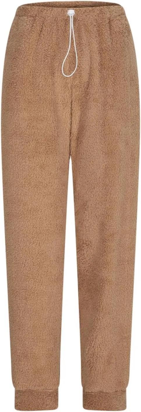 Fleece Sherpa Pajama Pants for Women 2024 Casual Fuzzy Warm Sweatpants Comfy Fluffy Lounge Sleepwear with Pockets