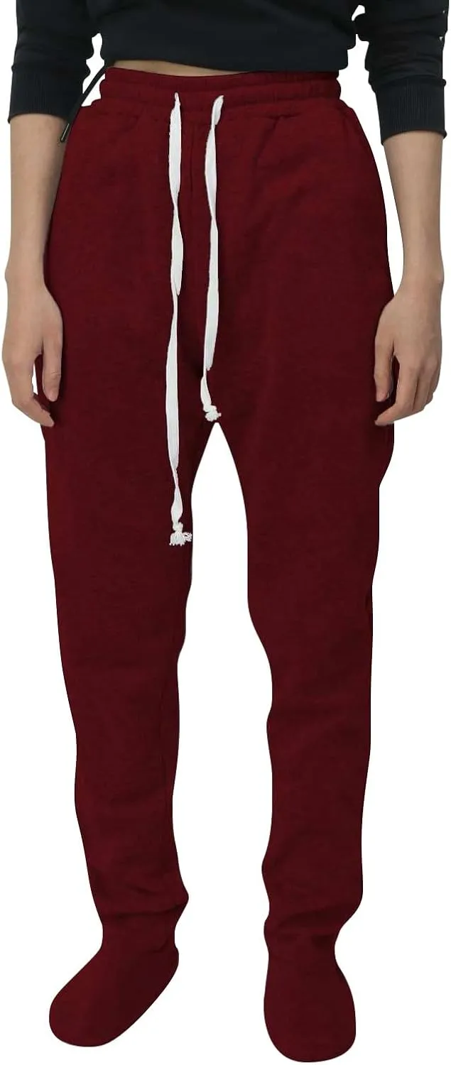 Footed Pajamas for Women 2024 Casual Loose Elastic Waist Fleece Sweatpants Winter Soft Comfy Warm Sleepwear Trousers