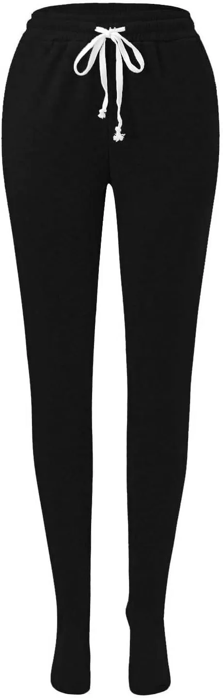 Footed Pajamas for Women 2024 Casual Loose Elastic Waist Fleece Sweatpants Winter Soft Comfy Warm Sleepwear Trousers