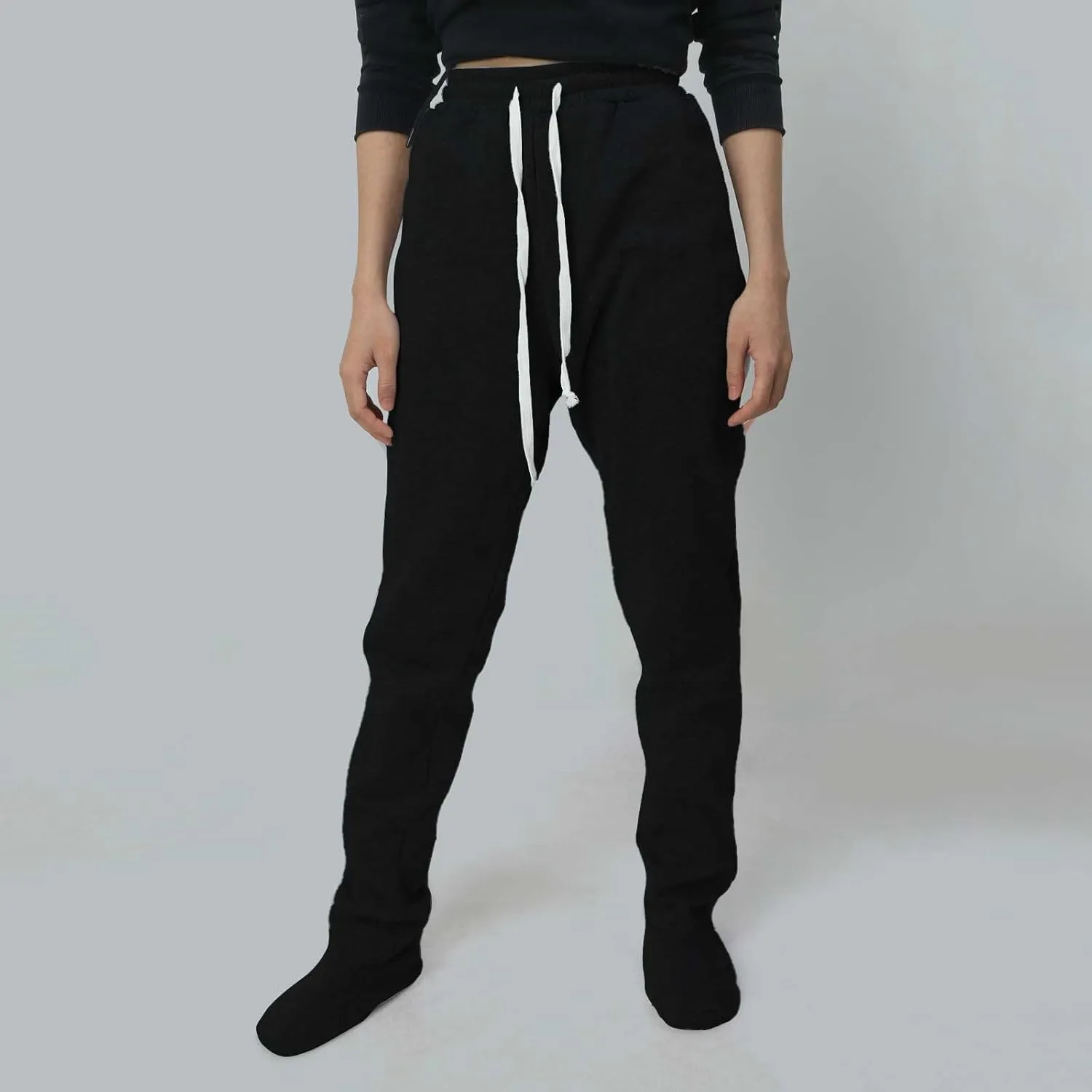Footed Pajamas for Women 2024 Casual Loose Elastic Waist Fleece Sweatpants Winter Soft Comfy Warm Sleepwear Trousers