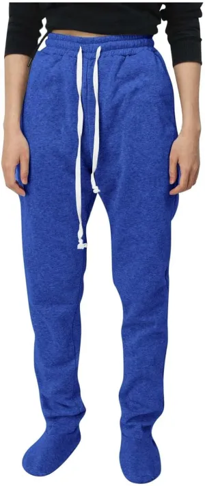 Footed Pajamas for Women 2024 Casual Loose Elastic Waist Fleece Sweatpants Winter Soft Comfy Warm Sleepwear Trousers