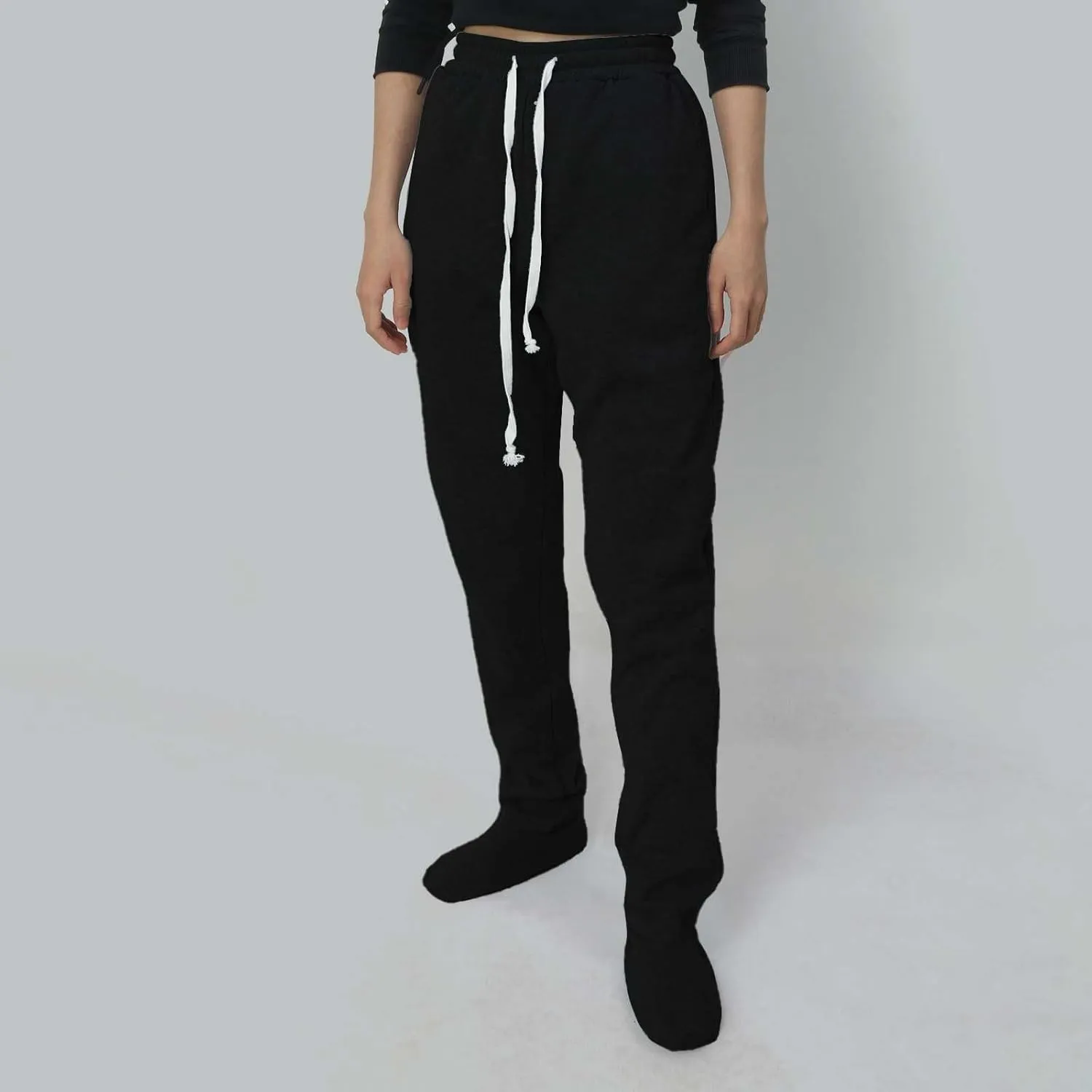 Footed Pajamas for Women 2024 Casual Loose Elastic Waist Fleece Sweatpants Winter Soft Comfy Warm Sleepwear Trousers