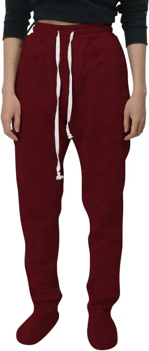 Footed Pajamas for Women 2024 Casual Loose Elastic Waist Fleece Sweatpants Winter Soft Comfy Warm Sleepwear Trousers