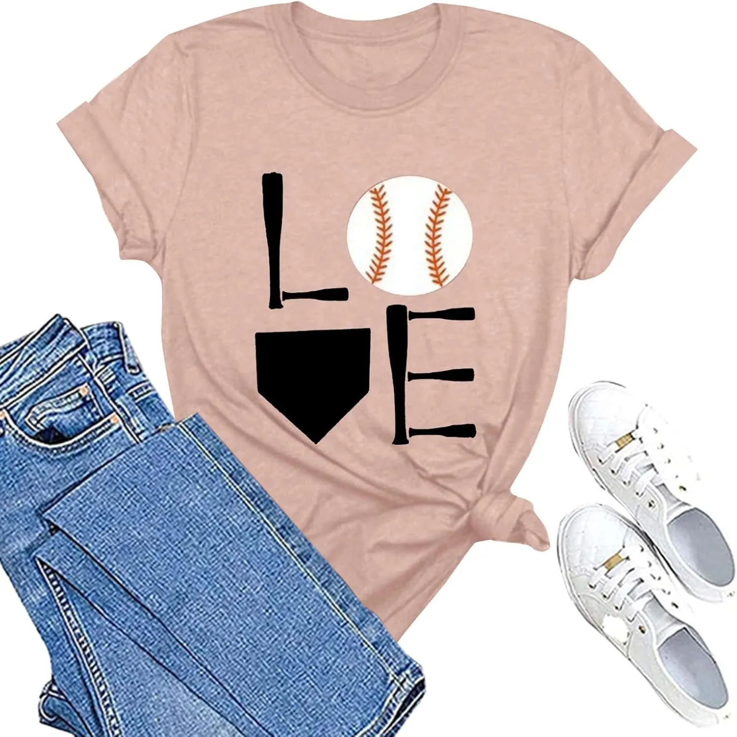 GIERIDUC Baseball Game Day Tshirt Women Funny Letter Print Baseball Mom Shirt Vintage Graphic Tee Casual Short Sleeve Tops