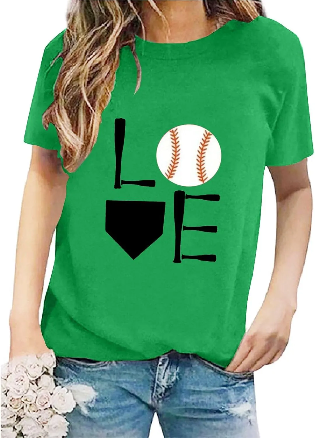 GIERIDUC Baseball Game Day Tshirt Women Funny Letter Print Baseball Mom Shirt Vintage Graphic Tee Casual Short Sleeve Tops