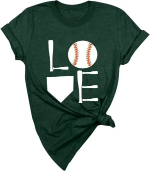 GIERIDUC Baseball Game Day Tshirt Women Funny Letter Print Baseball Mom Shirt Vintage Graphic Tee Casual Short Sleeve Tops