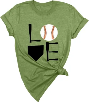 GIERIDUC Baseball Game Day Tshirt Women Funny Letter Print Baseball Mom Shirt Vintage Graphic Tee Casual Short Sleeve Tops