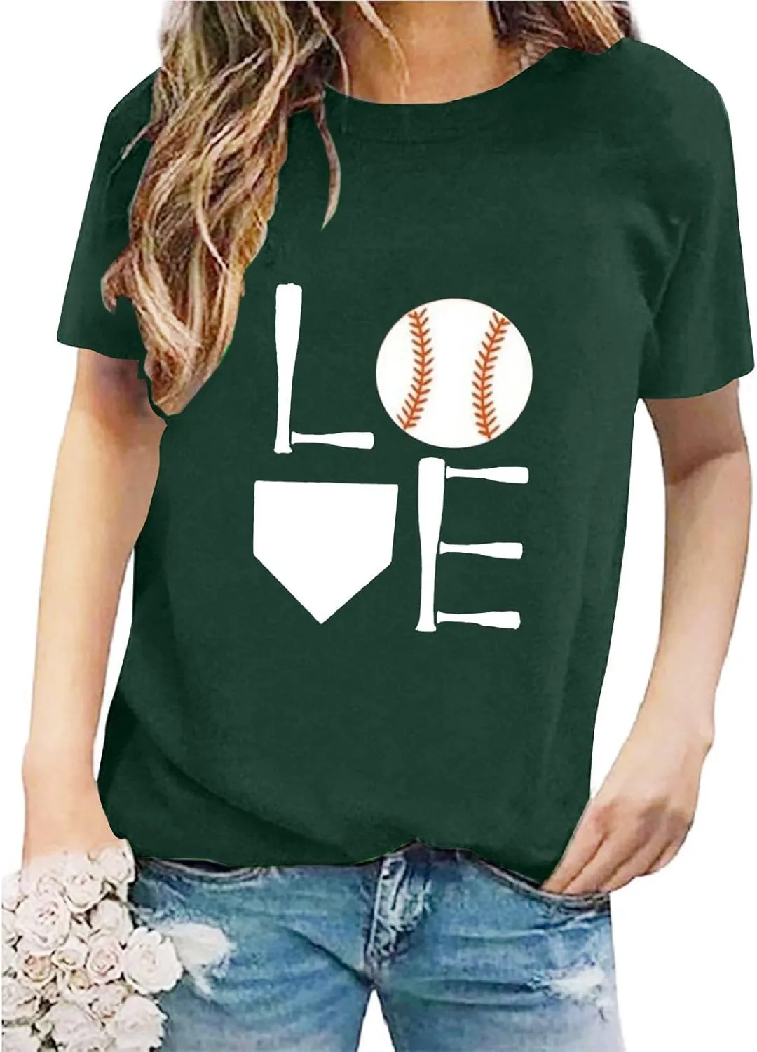 GIERIDUC Baseball Game Day Tshirt Women Funny Letter Print Baseball Mom Shirt Vintage Graphic Tee Casual Short Sleeve Tops