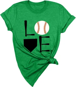 GIERIDUC Baseball Game Day Tshirt Women Funny Letter Print Baseball Mom Shirt Vintage Graphic Tee Casual Short Sleeve Tops