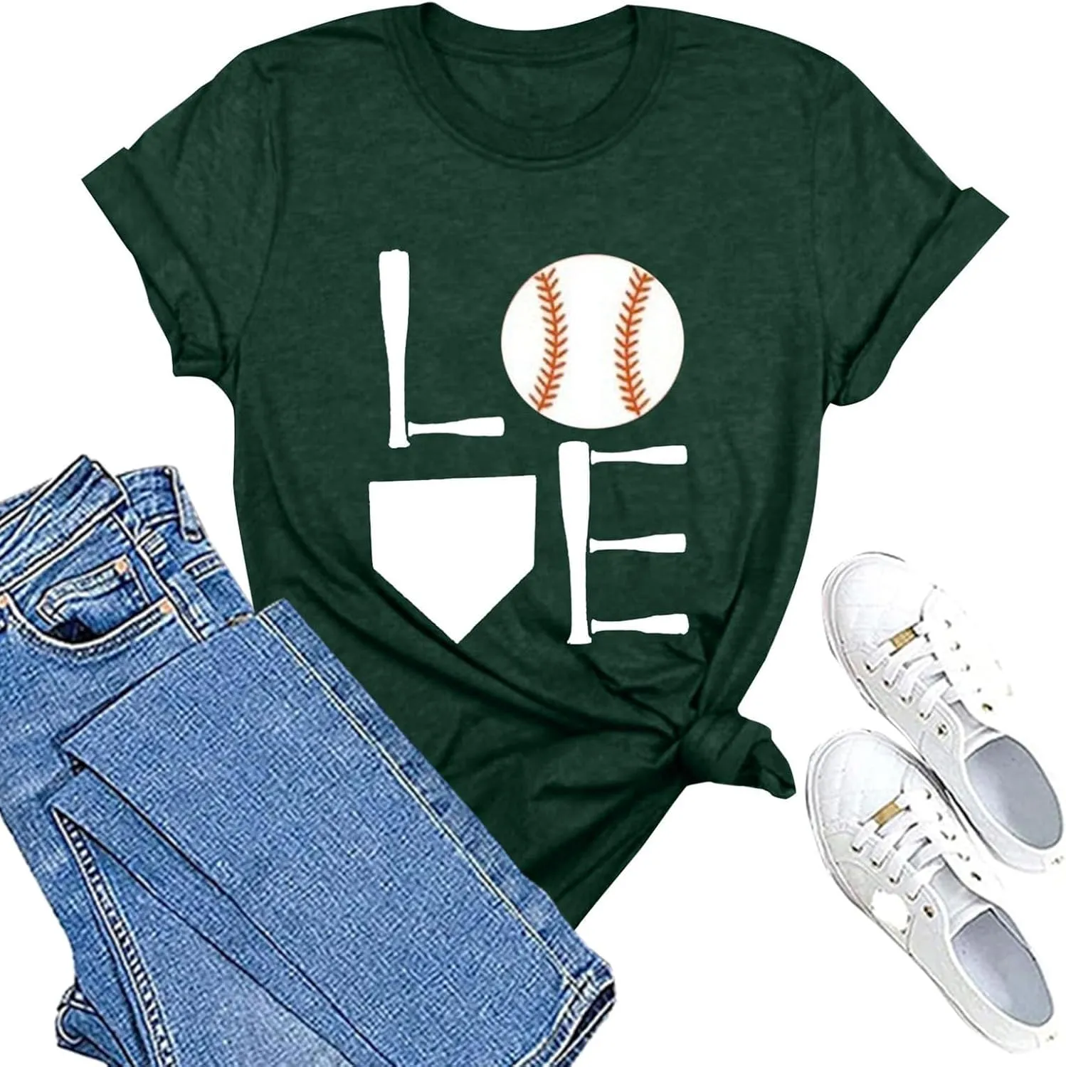 GIERIDUC Baseball Game Day Tshirt Women Funny Letter Print Baseball Mom Shirt Vintage Graphic Tee Casual Short Sleeve Tops