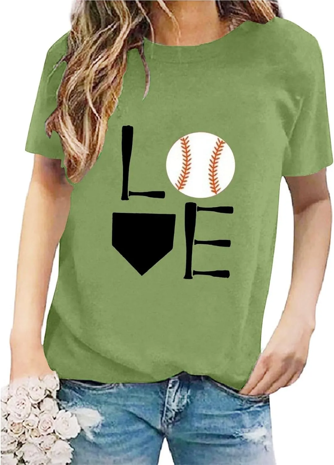 GIERIDUC Baseball Game Day Tshirt Women Funny Letter Print Baseball Mom Shirt Vintage Graphic Tee Casual Short Sleeve Tops