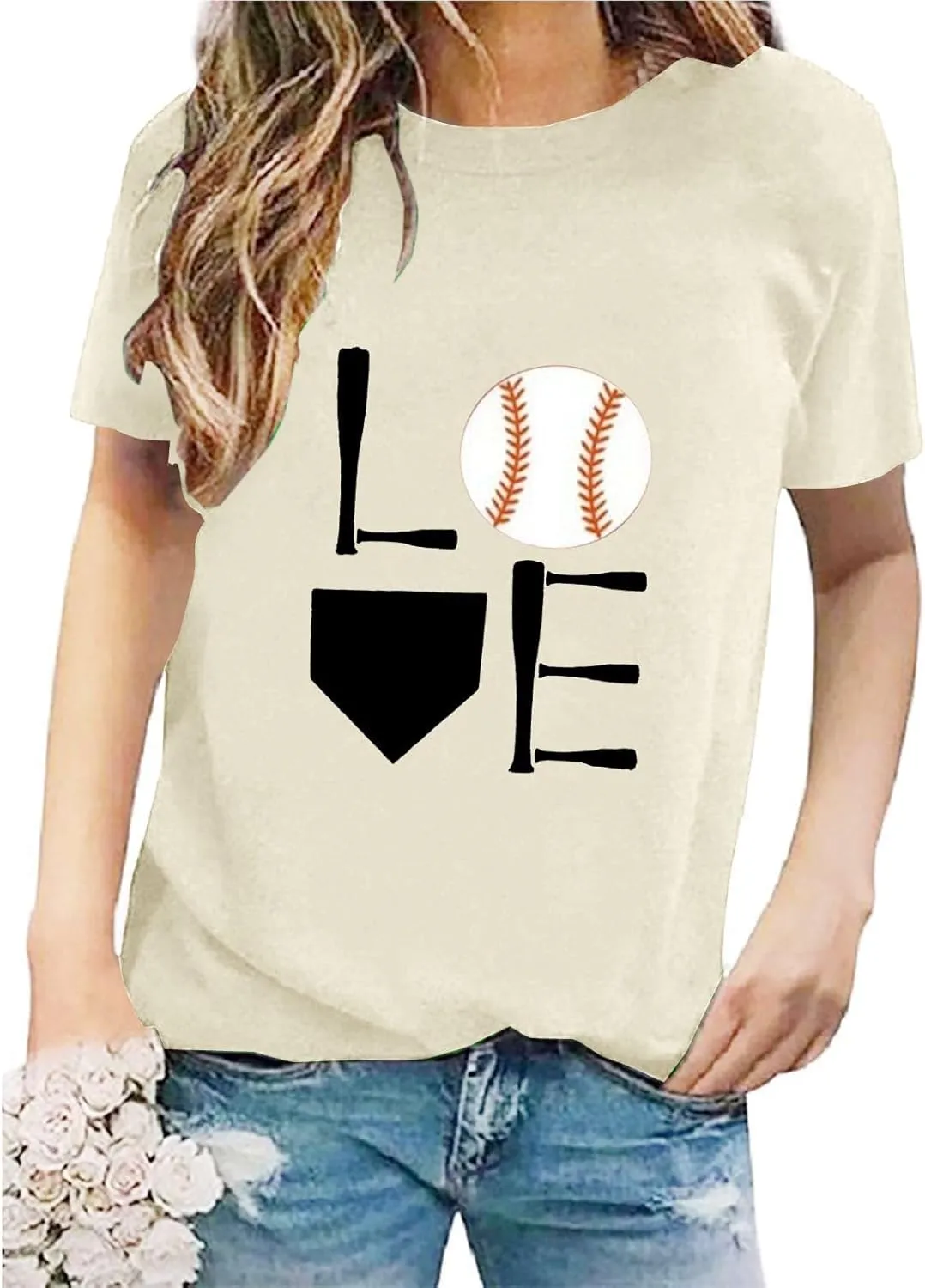 GIERIDUC Baseball Game Day Tshirt Women Funny Letter Print Baseball Mom Shirt Vintage Graphic Tee Casual Short Sleeve Tops