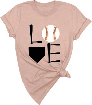 GIERIDUC Baseball Game Day Tshirt Women Funny Letter Print Baseball Mom Shirt Vintage Graphic Tee Casual Short Sleeve Tops