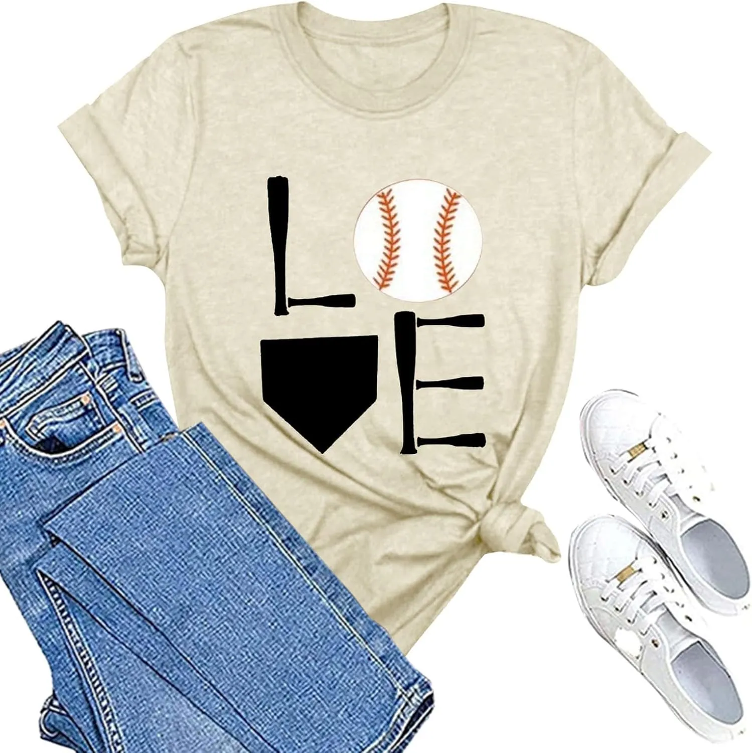 GIERIDUC Baseball Game Day Tshirt Women Funny Letter Print Baseball Mom Shirt Vintage Graphic Tee Casual Short Sleeve Tops