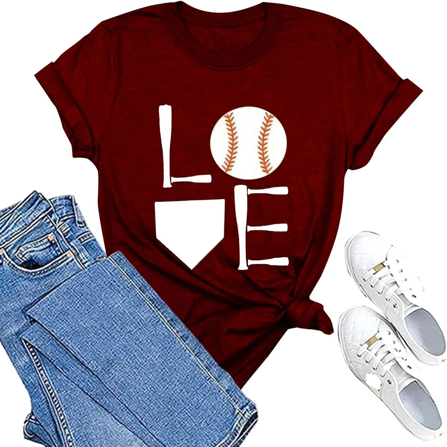 GIERIDUC Baseball Game Day Tshirt Women Funny Letter Print Baseball Mom Shirt Vintage Graphic Tee Casual Short Sleeve Tops