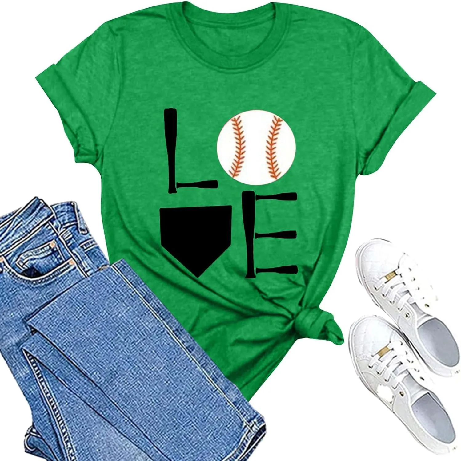 GIERIDUC Baseball Game Day Tshirt Women Funny Letter Print Baseball Mom Shirt Vintage Graphic Tee Casual Short Sleeve Tops