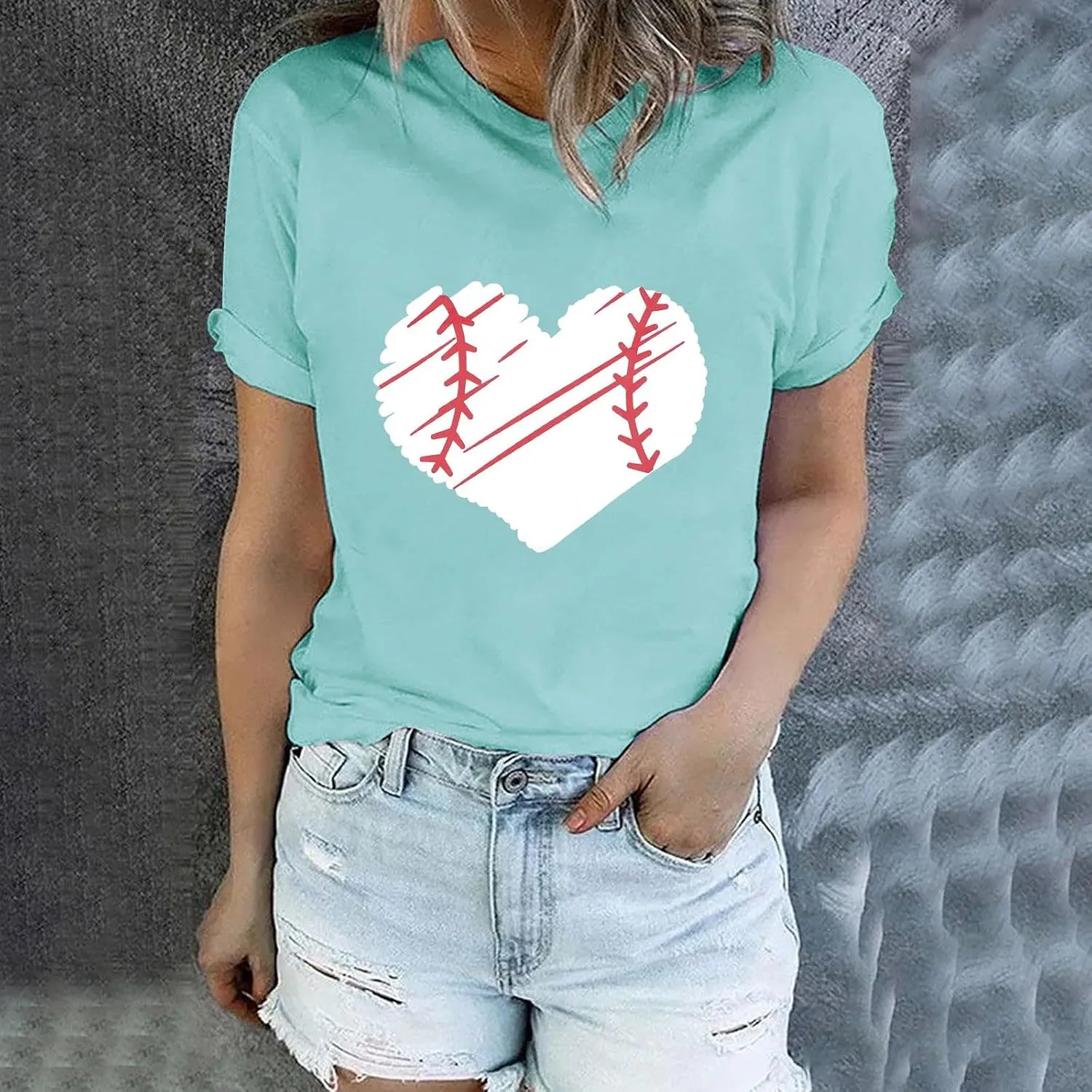 GIERIDUC Womens Baseball Shirt Raglan Short Sleeve Crewneck Football T Shirts Summer Casual Loose Baseball Mom Tees Tops