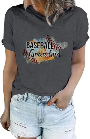 GIERIDUC Womens Baseball Shirt Raglan Short Sleeve Crewneck Football T Shirts Summer Casual Loose Baseball Mom Tees Tops