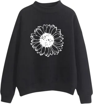 GIERIDUC Women's Casual Fashion Sweatshirts Oversized 2024 Fall Winter Long Sleeve Dandelion Printed Crew Neck Pullover Tops