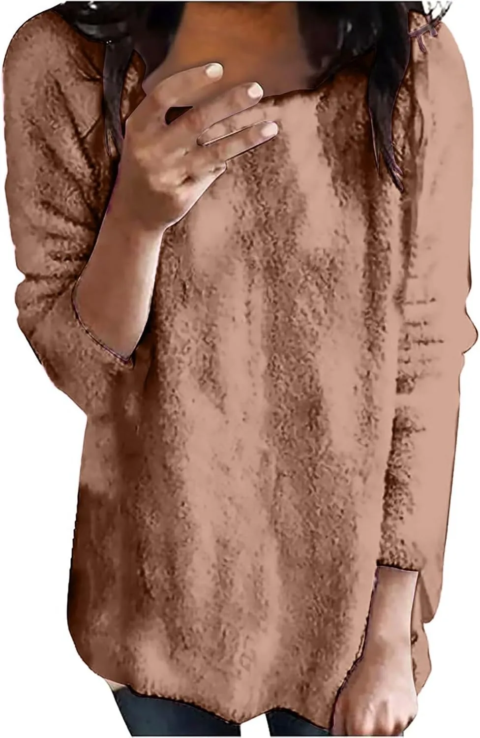 GIERIDUC Women's Long Sweatshirt Oversized Crewneck Long Sleeve Fuzzy Knit Casual Chunky Warm Fall Pullover Trendy Outfits
