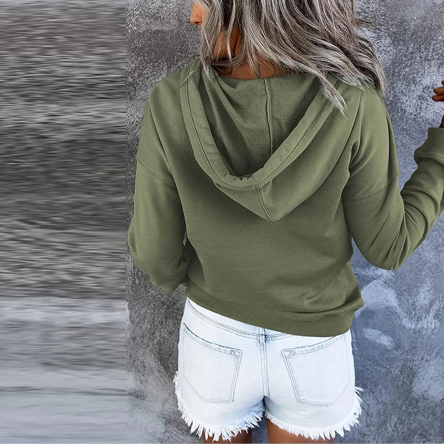 GIERIDUC Womens Sweatshirt Casual Lapel Collar Long Sleeve Henley Button V Neck Loose Pullover 2024 Trendy Fall Outfits Tops