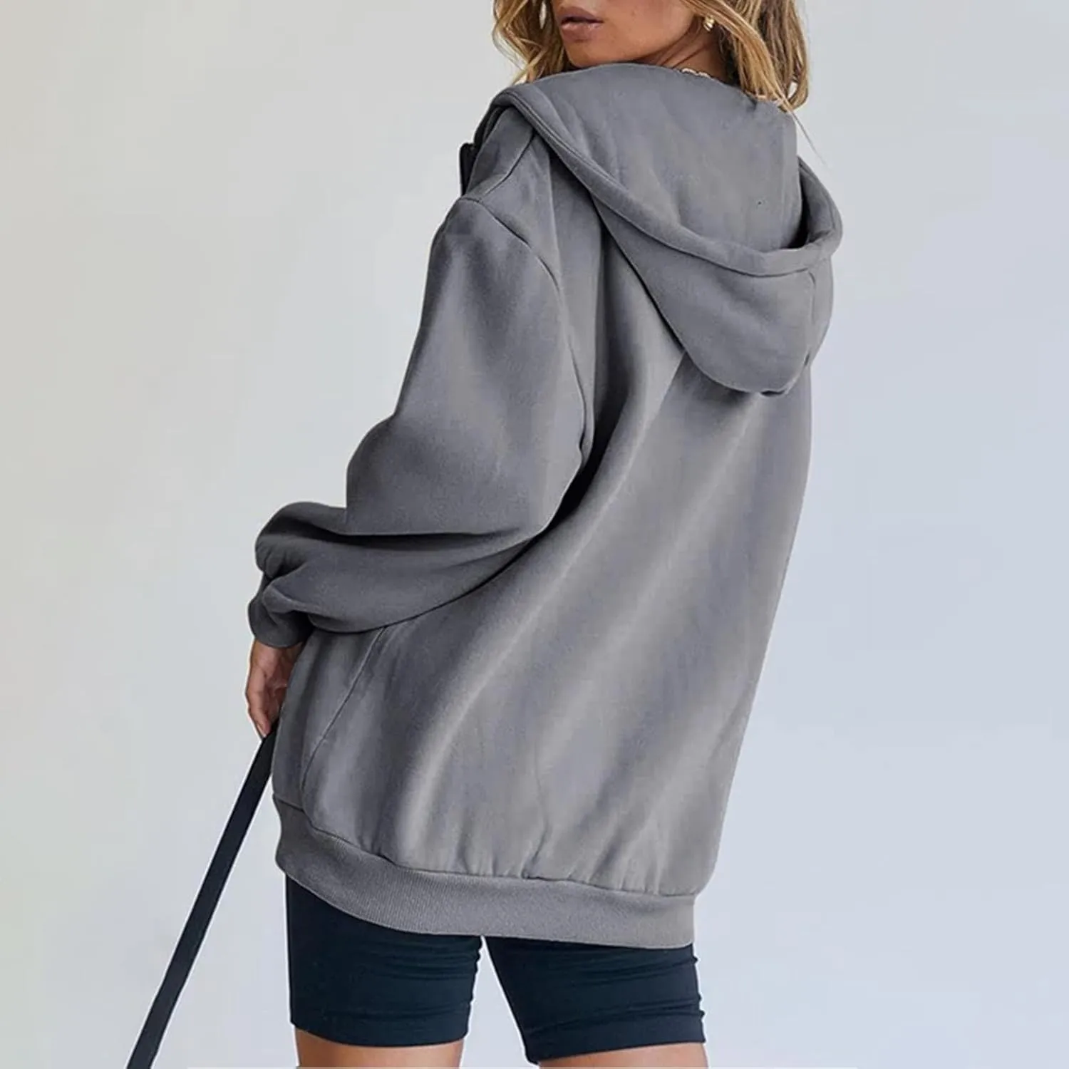 GIERIDUC Womens Zip Up Hoodies Long Sleeve Fall Oversized Sweatshirts Fleece Y2K Jacket with Pockets Trendy Fashion Clothes