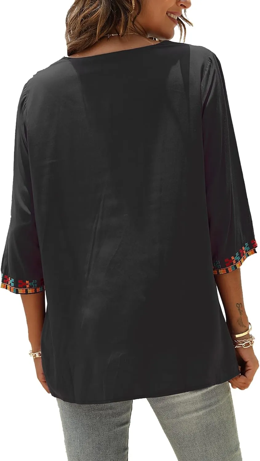 Grosy Bohemian Embroidered Tops for Women, Hippie Clothes, Mexican Peasant Blouses, Traditional Boho Clothing Tunic Shirts