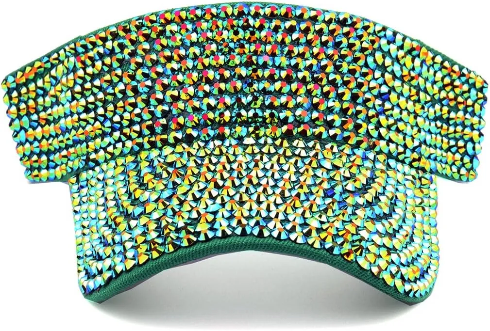 Gudessly Shiny Rhinestones Sport Sun Visor Adjustable Summer Cap Visor Caps for Women Men