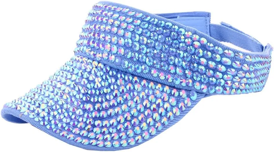 Gudessly Shiny Rhinestones Sport Sun Visor Adjustable Summer Cap Visor Caps for Women Men