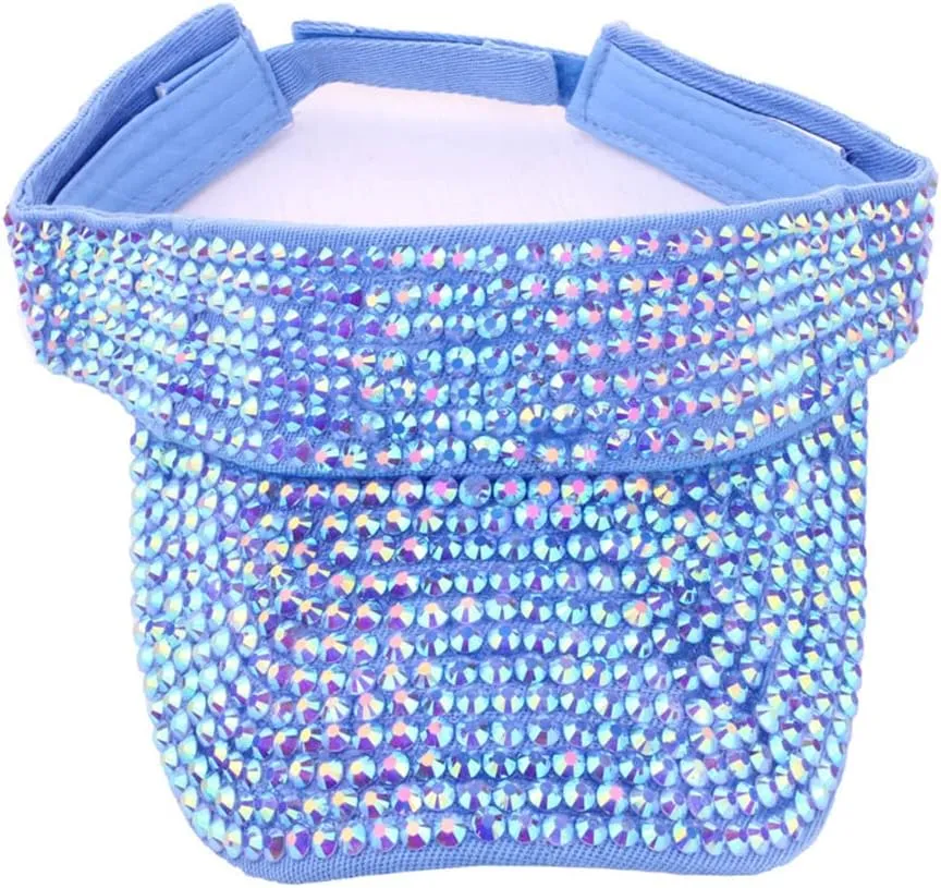 Gudessly Shiny Rhinestones Sport Sun Visor Adjustable Summer Cap Visor Caps for Women Men