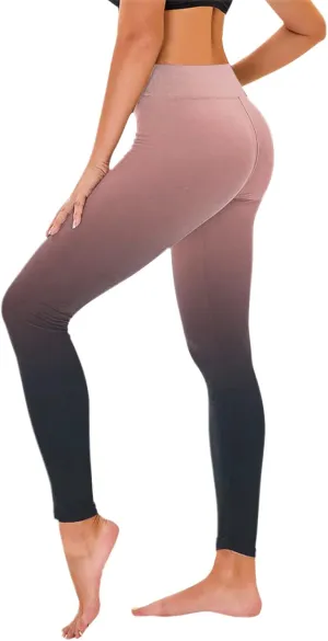 High Waisted Leggings for Women Gradient Shapewear Leggings Fitness Sports Running Yoga Athletic Pants Activewear