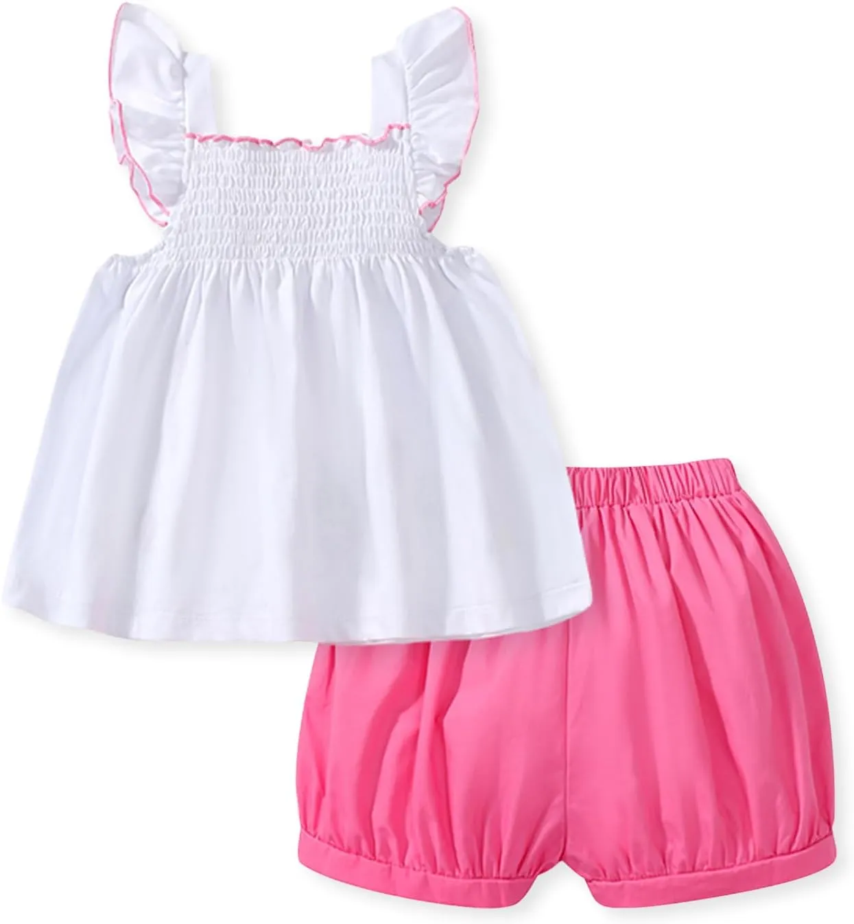 HILEELANG Toddler Girl Summer Easter Outfit Cotton Tops Tees Shorts Clothing Sets
