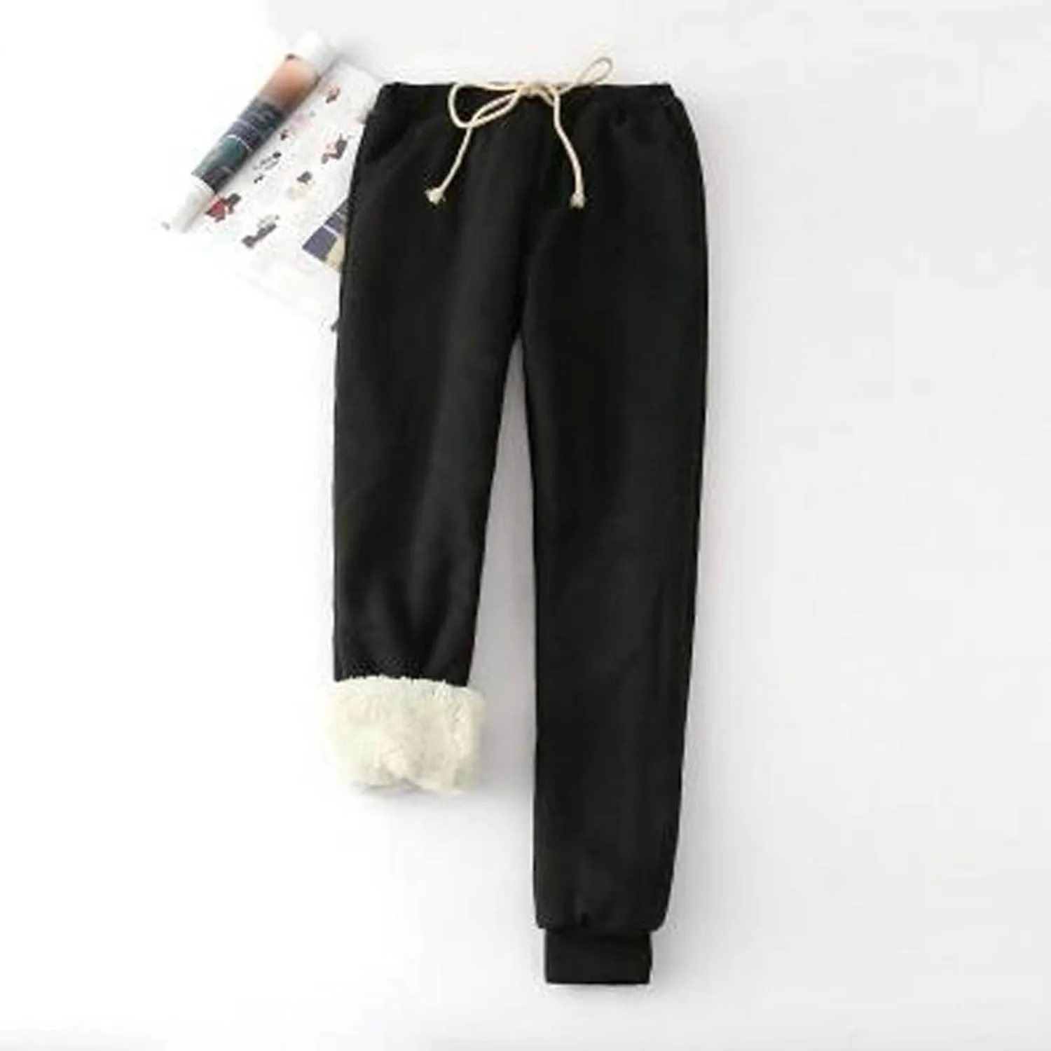 hlysgo 2 Piece Lounge Set Women Casual Loose Fit Long Sleeve Sherpa Fleece Lined Pullover Tops and Pants Winter Warm Set