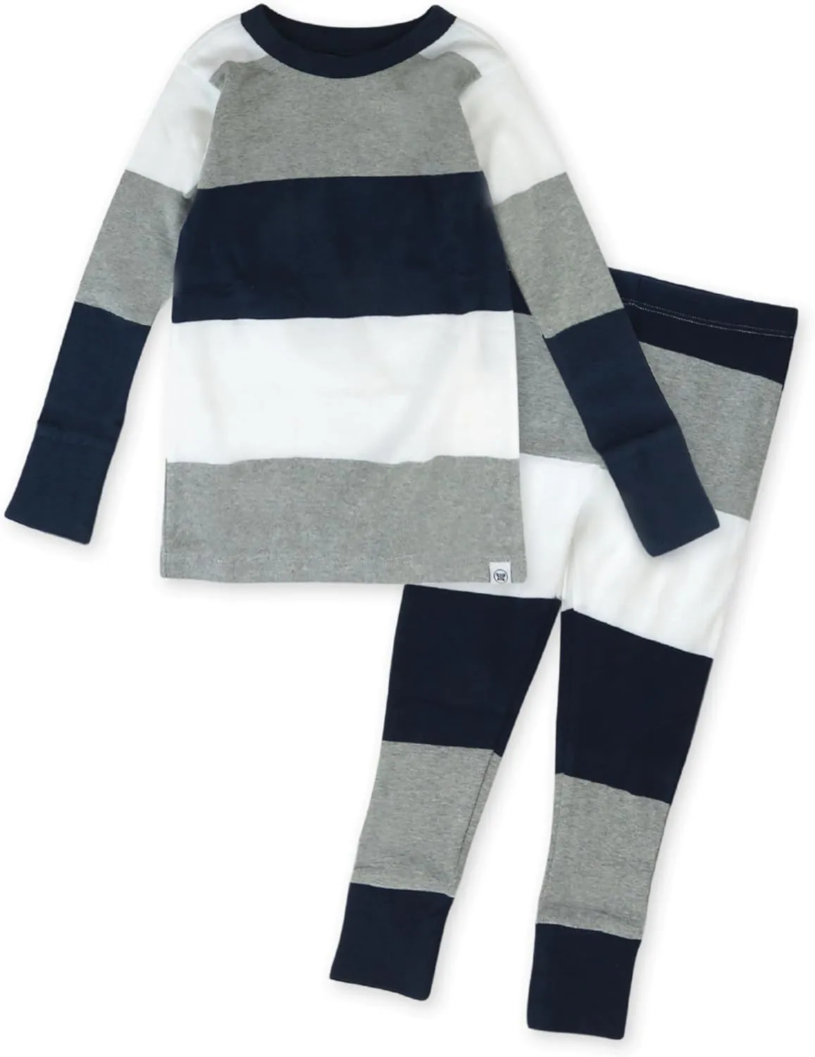 HonestBaby 2-Piece Pajamas Sleepwear PJs 100% Organic Cotton for Baby, Toddler, Kids, Boy, Navy Stripe, 7 Years