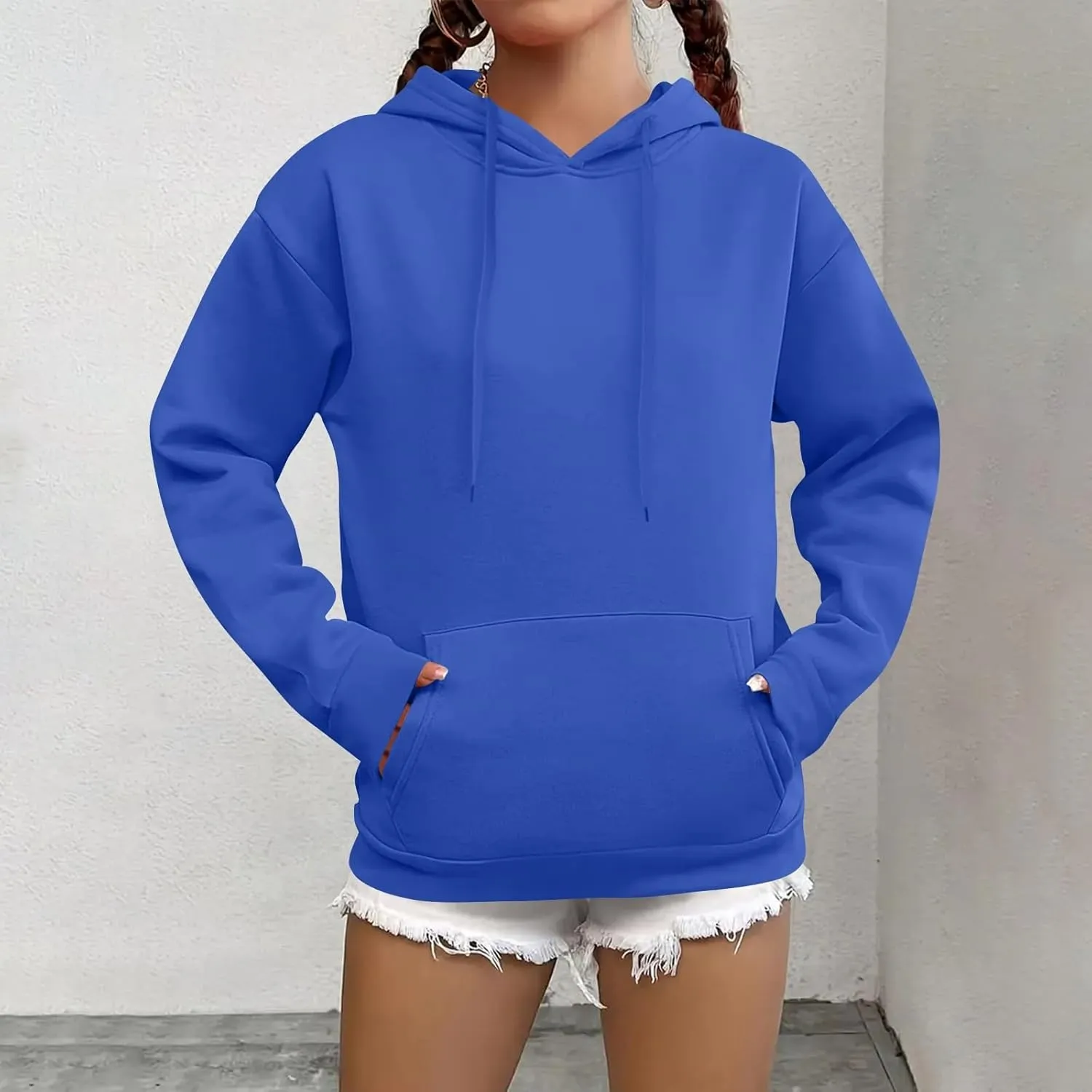 Hoodies for Women Long Sleeve Drawstring Hooded Sweatshirt Casual Comfy Fleece Pullovers Cute Hoodies with Pocket