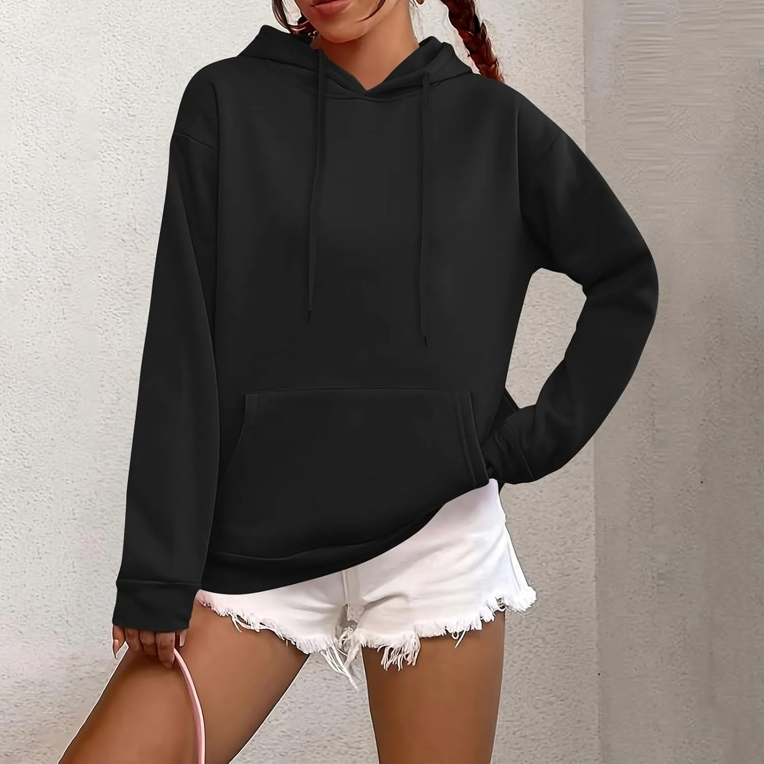 Hoodies for Women Long Sleeve Drawstring Hooded Sweatshirt Casual Comfy Fleece Pullovers Cute Hoodies with Pocket