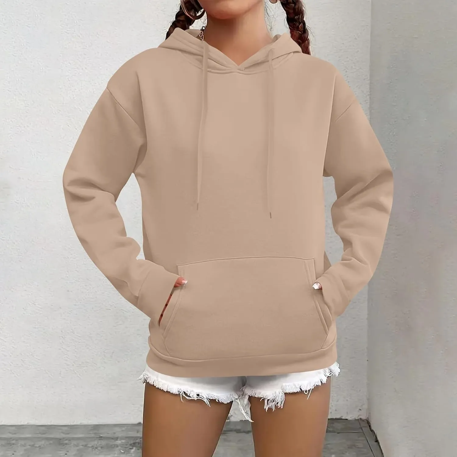 Hoodies for Women Long Sleeve Drawstring Hooded Sweatshirt Casual Comfy Fleece Pullovers Cute Hoodies with Pocket