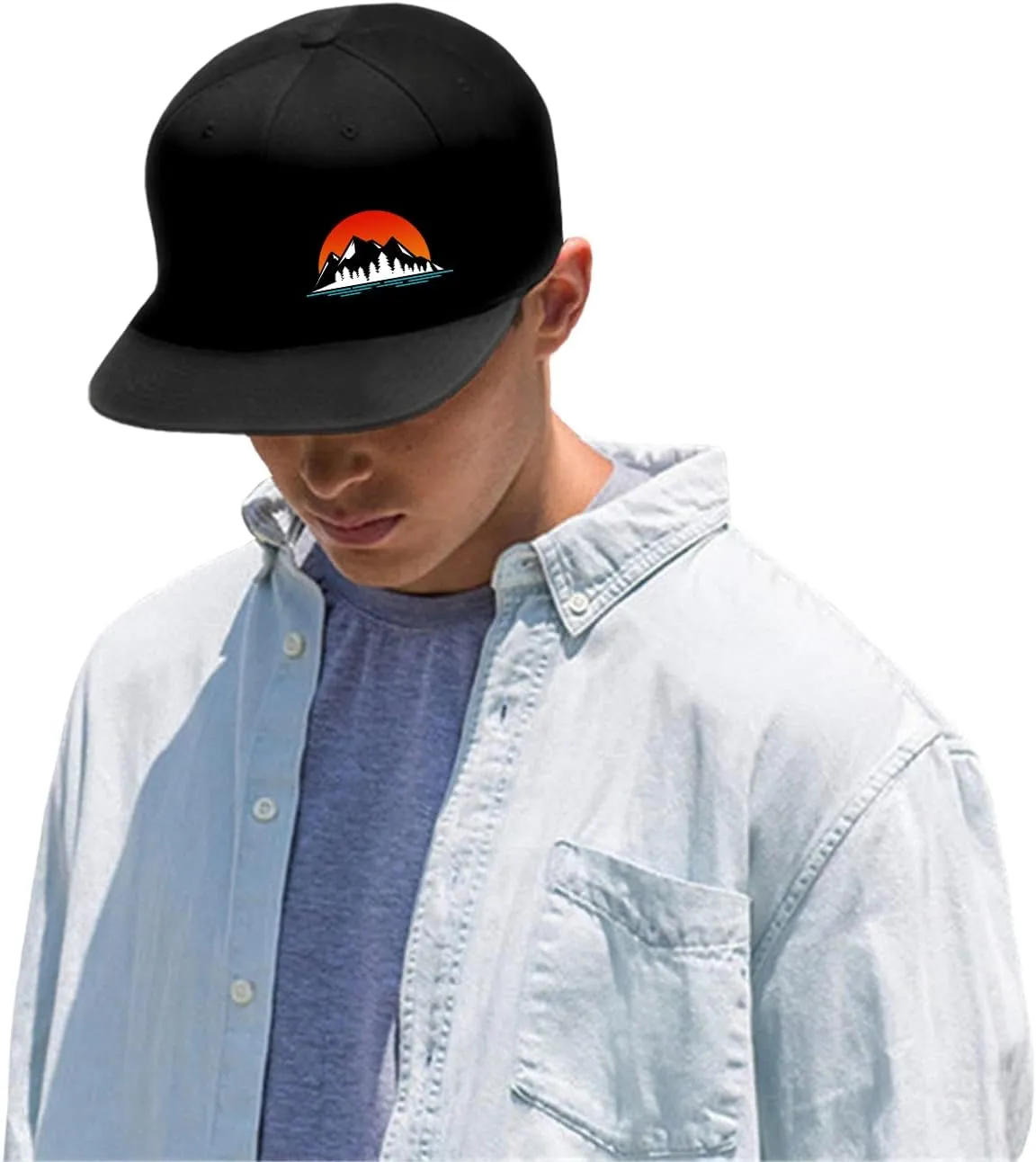 Horror Grim Reaper Scythe Hats Flat Bill Snap Back Hats for Men Flat Brim Black Baseball Cap Devil Skull Finger Snapback
