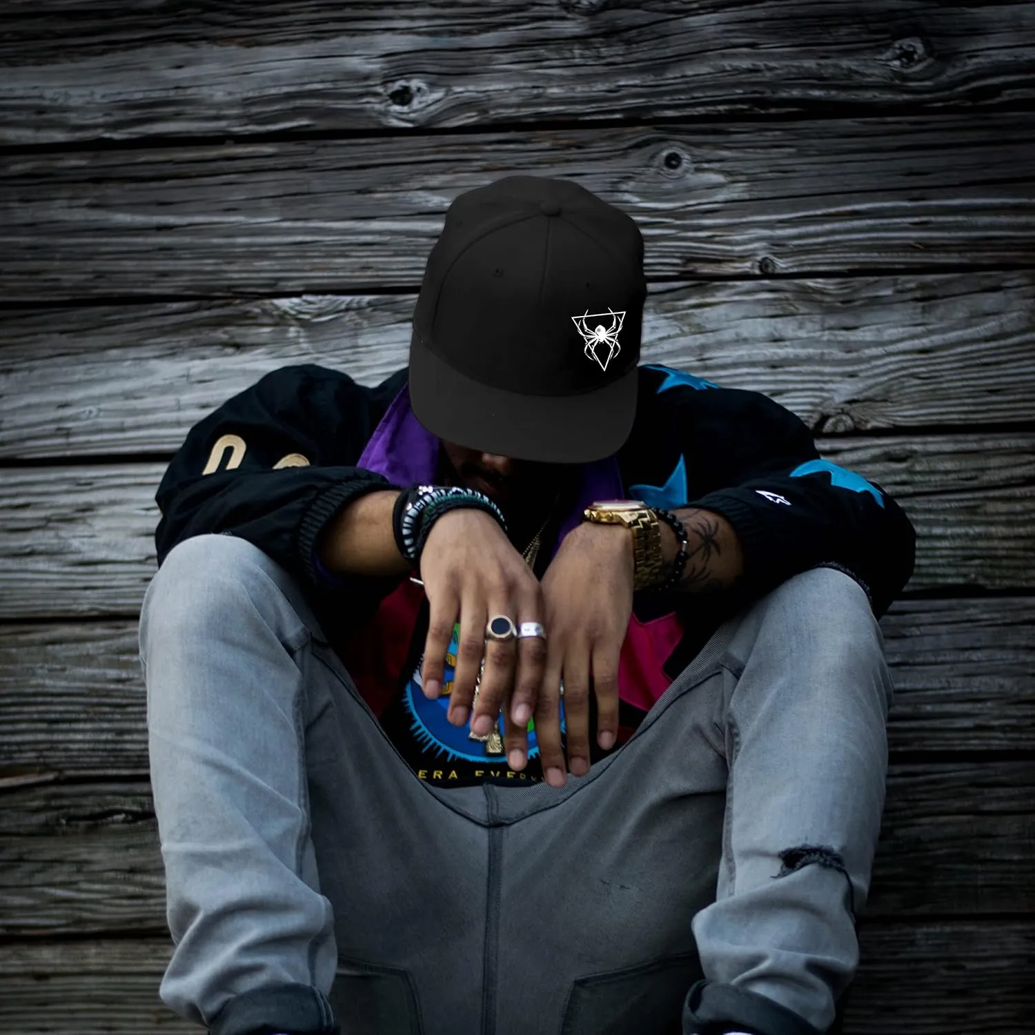 Horror Skull Hat Snapback Hat for Men Women Black Adjustable Classic Adult Baseball Cap Flat Bill Hip Hop Cap