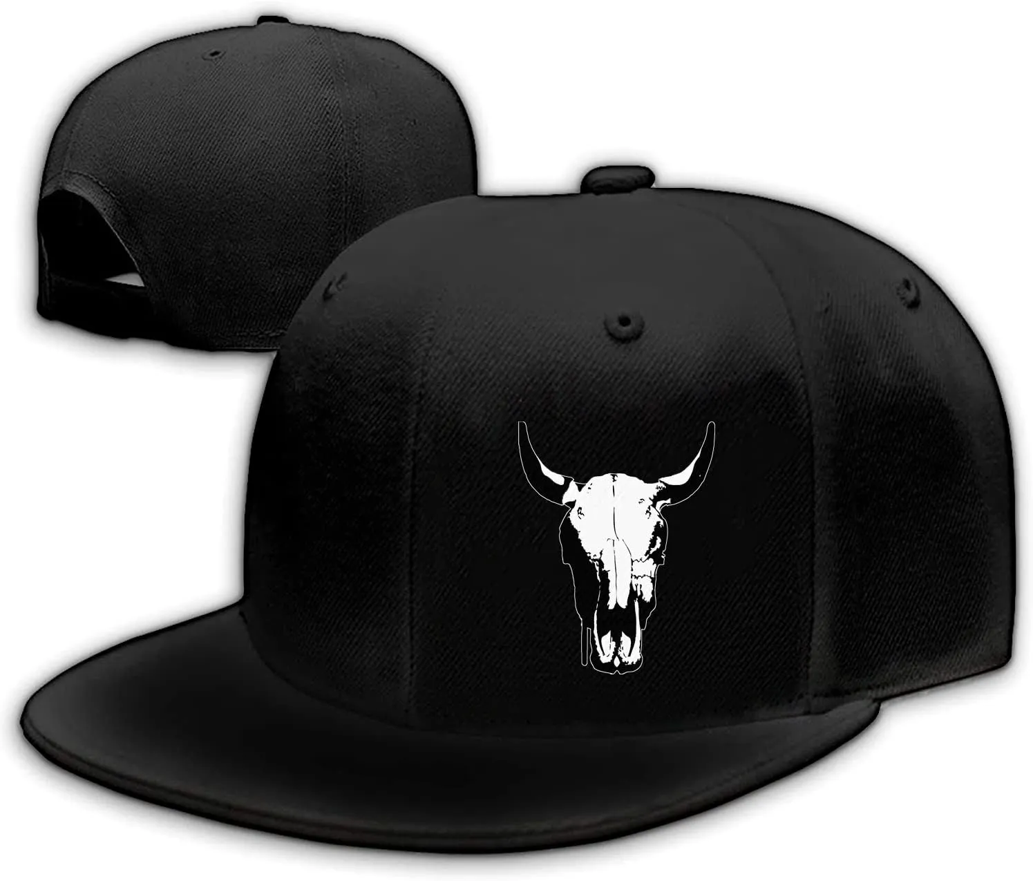 Horror Skull Hat Snapback Hat for Men Women Black Adjustable Classic Adult Baseball Cap Flat Bill Hip Hop Cap